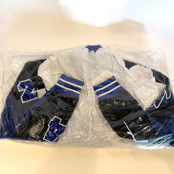 Jordan Awake New York Varsity Jacket Mens Large Black Blue Leather FQ5439-010 - Picture 8 of 9